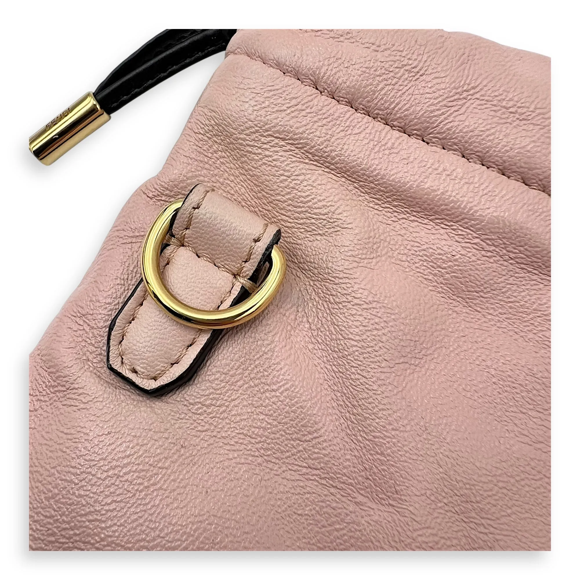 Drawstring pouch Crossbody Bag Pink in Calfskin, Gold hardware