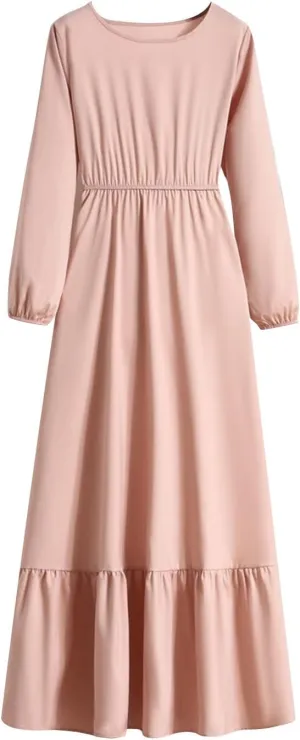 Dresses for Women Fall Casual 2024 Big Hem Elastic Waist Flowy Dress Long Sleeve Comfy Outdoor Vacation Maxi Dresses