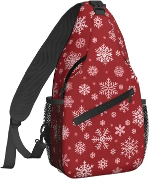 Dujiea Crossbody Backpack For Men Women Sling Bag, Christmas Vintage Snowflakes Winter Chest Bag Shoulder Bag Lightweight One Strap Backpack Multipurpose Travel Hiking Daypack
