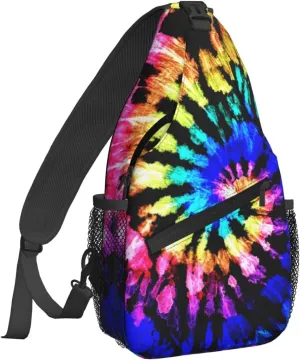 Dujiea Crossbody Backpack For Men Women Sling Bag, Tie Dye Pattern Chest Bag Shoulder Bag Lightweight One Strap Backpack Multipurpose Travel Hiking Daypack