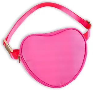 DYSHAYEN Heart Shaped Fanny Pack for Women,Nylon Mini Fashion Waist Pack CrossBody Everywhere Belt Bag （Hot Pink）