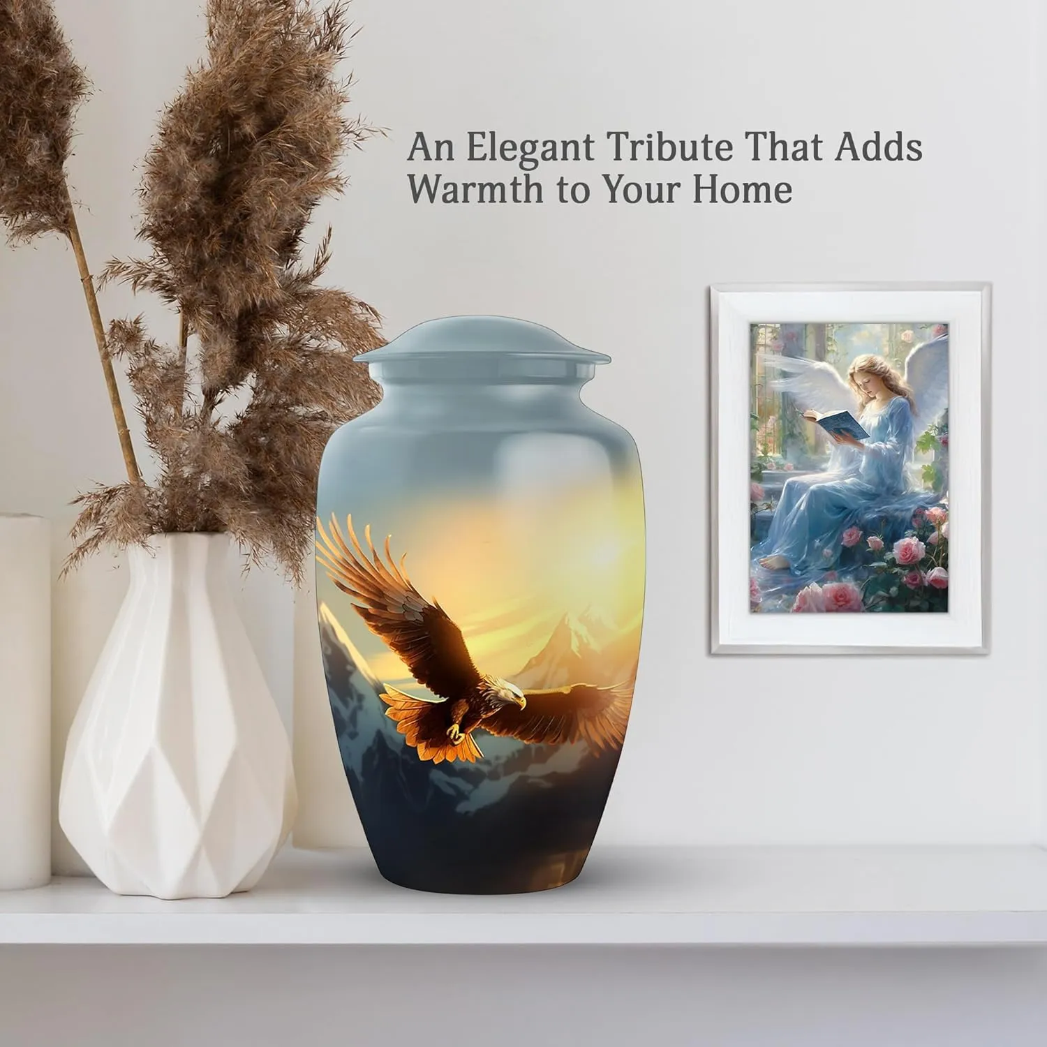 Eagle In Sunrise Flight - Eagle Urns For Human Ashes Adult Man, Funeral Urn For Ashes For Women - 10" Extra Large Urns, Burial Urn For Adult, Cremation Memorial Keepsake Ash Holder For Mom|Dad