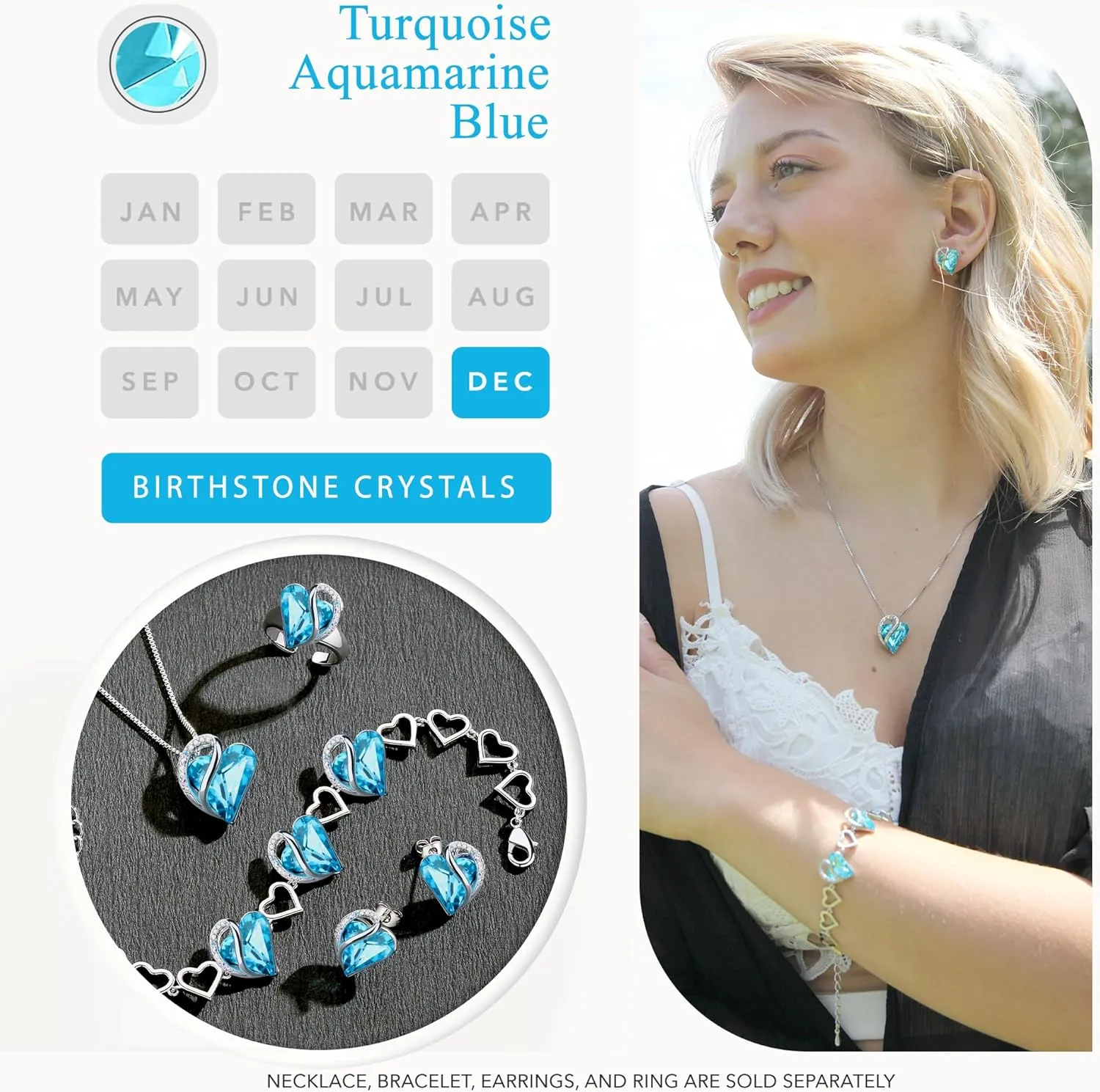 Earrings for Women, Mothers Day Gift for Mom, Heart Birthstone Crystal Stud Earring, Silver Plated Birthday Jewelry