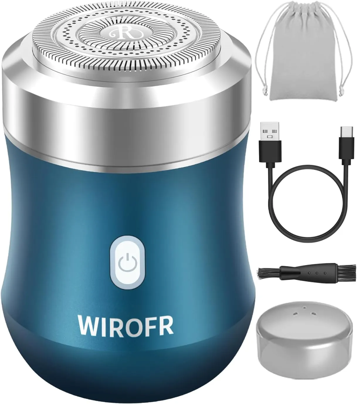 Electric Shaver One-Button Use Portable Mini Shaver Electric Razor for Men Rotary, Rechargeable, Wet&Dry, IPX7 Waterproof, Travel, Home, Office, Car, Blue