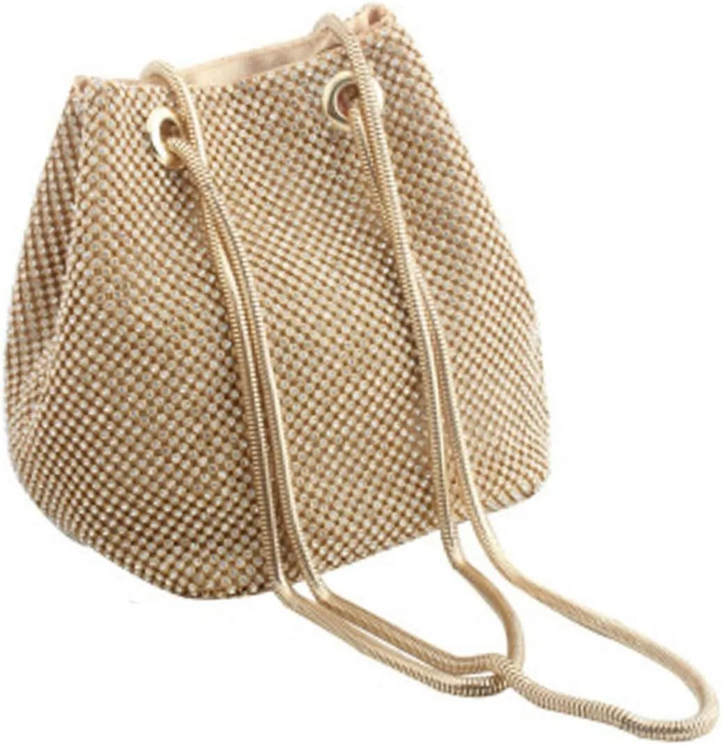 Elegant Diamond Clutch Purse Bucket Bag for Women Large Tote Bag Shoulder Strap