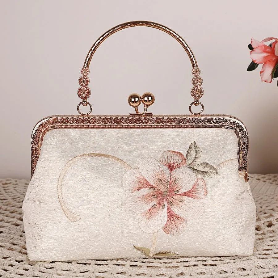 Elegant Flower Embroidered Wedding Clutch Purse