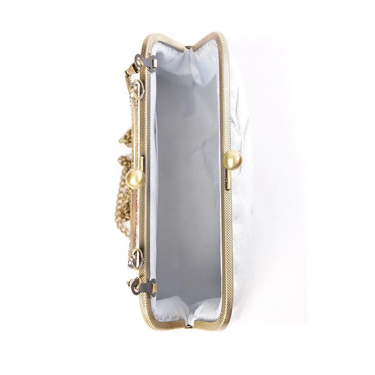Elegant Flower Embroidered Wedding Clutch Purse