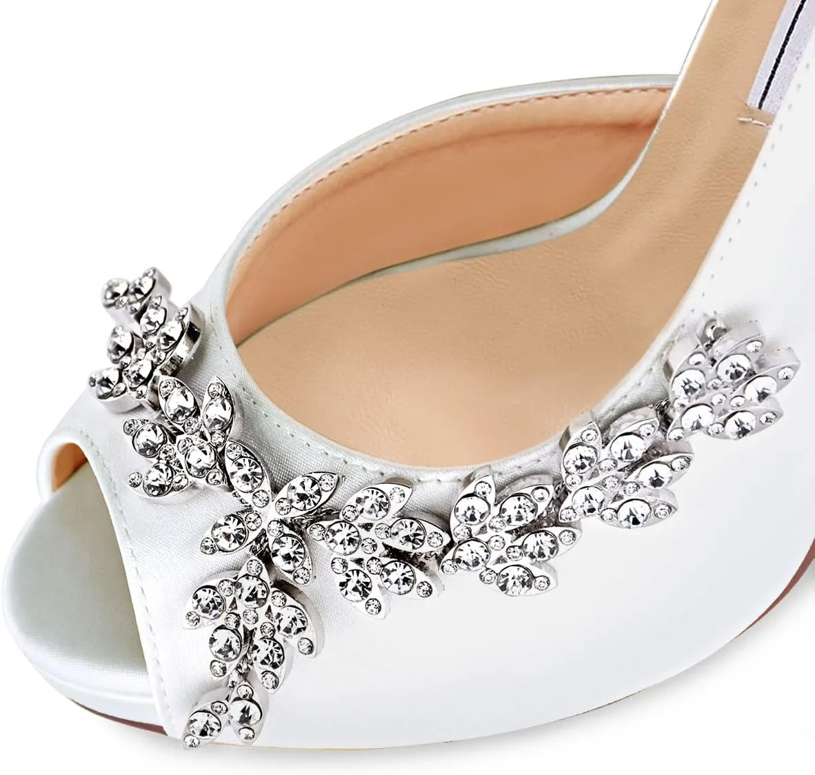 ELEGANTPARK Wedding Shoes for Bride High Heel Platform Bridal Shoes Rhinestones Wedding Heels for Women Pumps Satin Evening Party Prom Dress Pumps