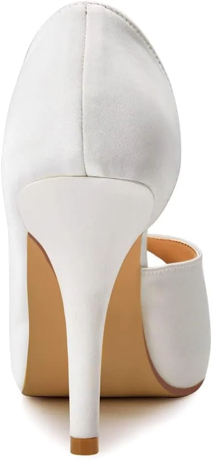 ELEGANTPARK Wedding Shoes for Bride High Heel Platform Bridal Shoes Rhinestones Wedding Heels for Women Pumps Satin Evening Party Prom Dress Pumps