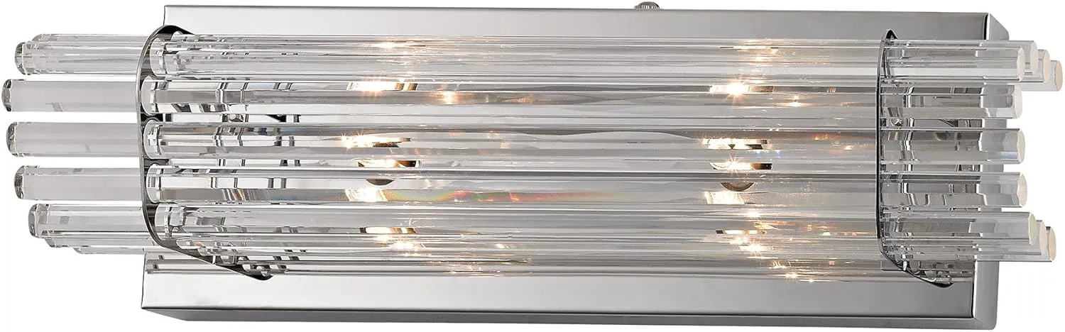 ELK Lighting WS702-0-15 Quebec 2 Light Crystal Vanity, 4.5 x 16 x 3.5", Chrome