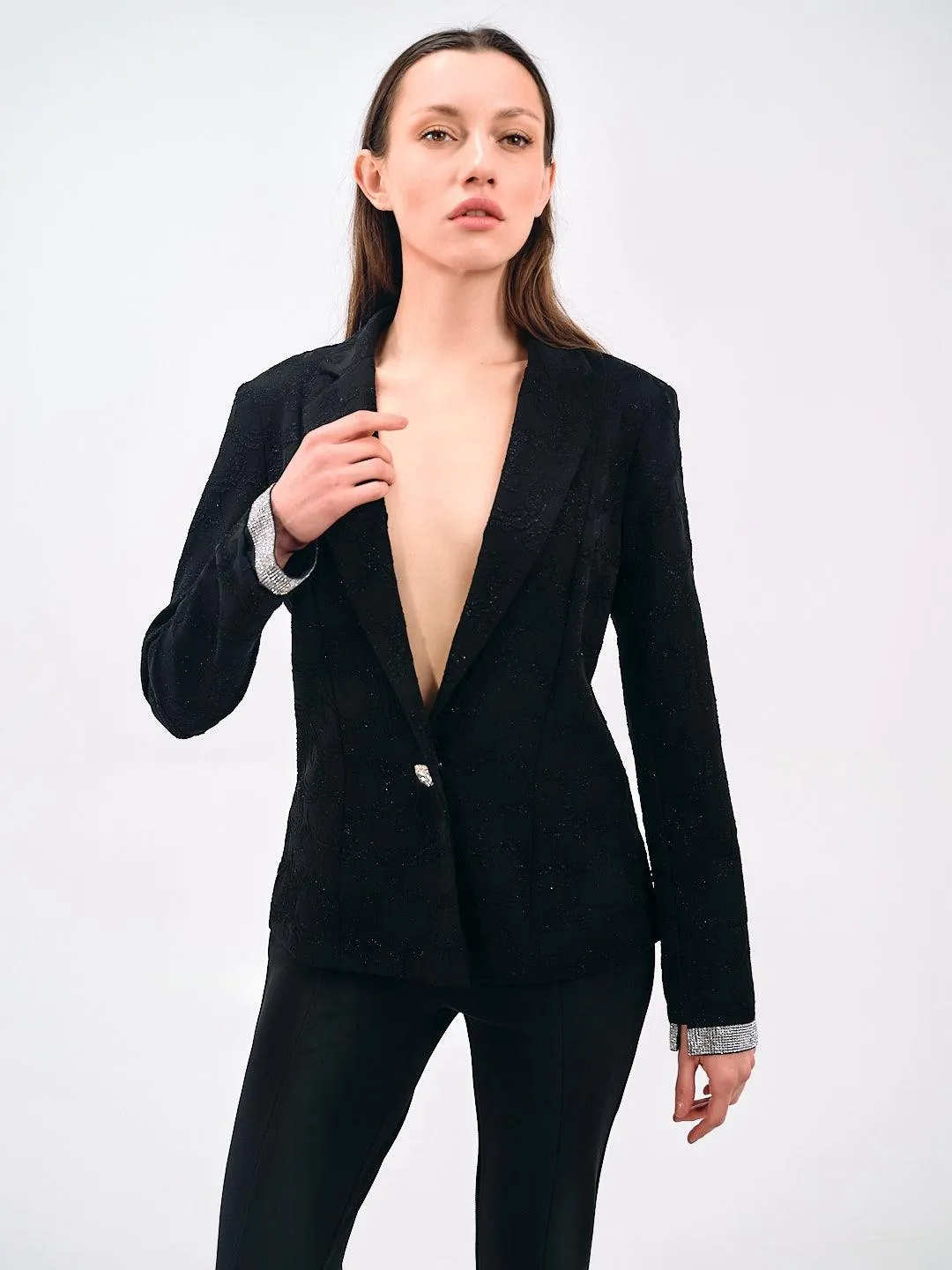 EMBROIDERED TEXTURED BLAZER