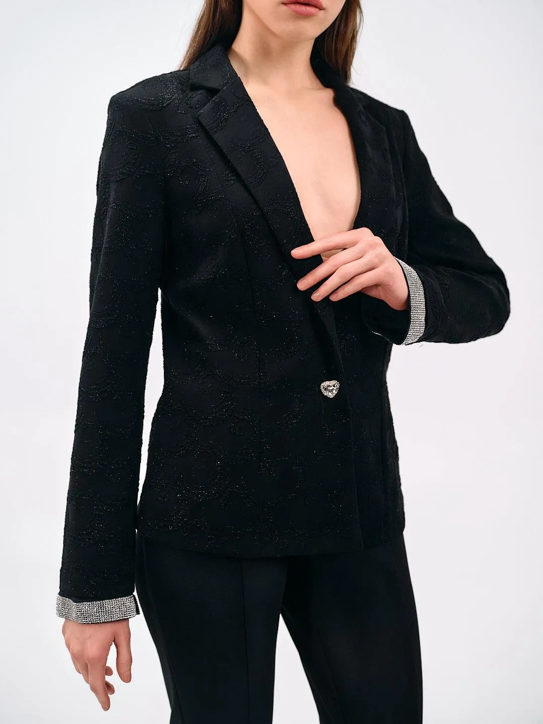 EMBROIDERED TEXTURED BLAZER