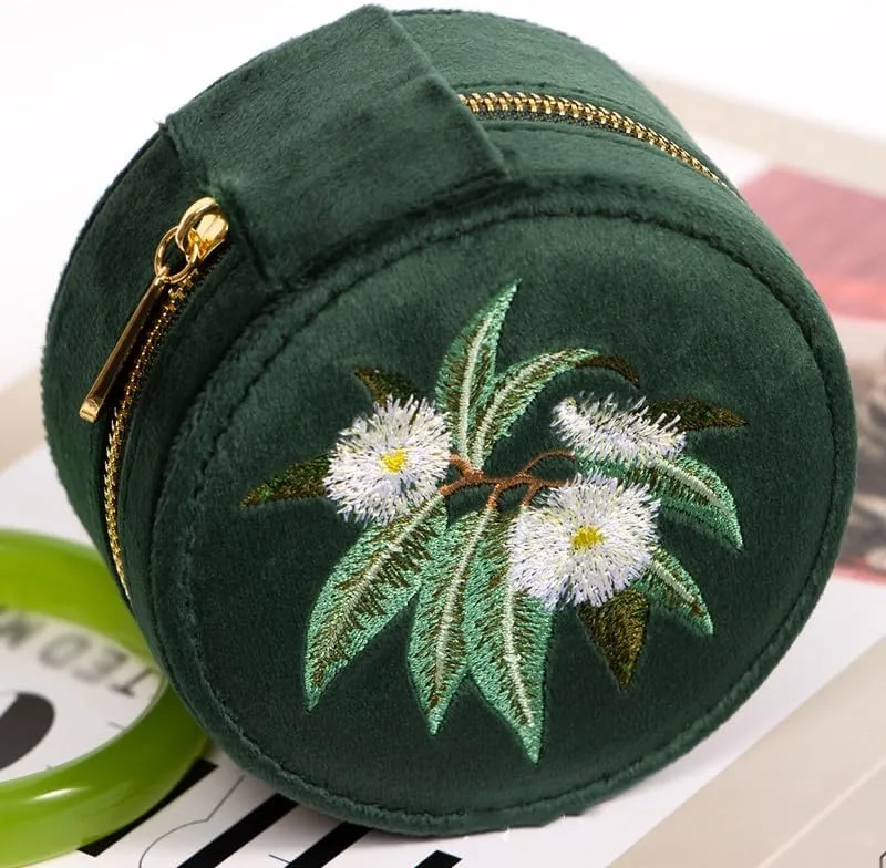 Embroidery Flannelette Portable Bracelet Box Watch Box Vintage Jewelry Box (D As shown)