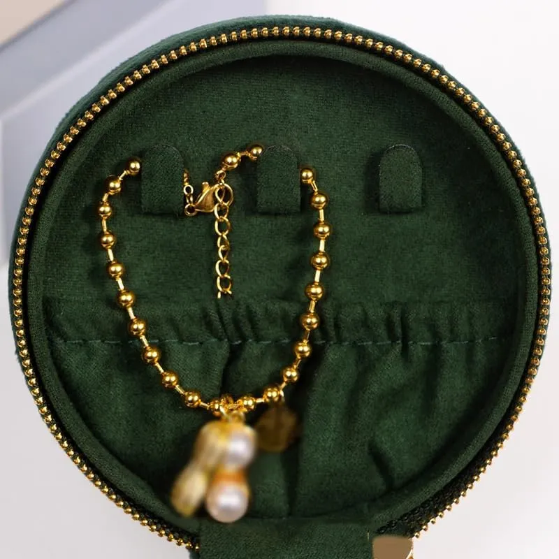 Embroidery Flannelette Portable Bracelet Box Watch Box Vintage Jewelry Box (D As shown)