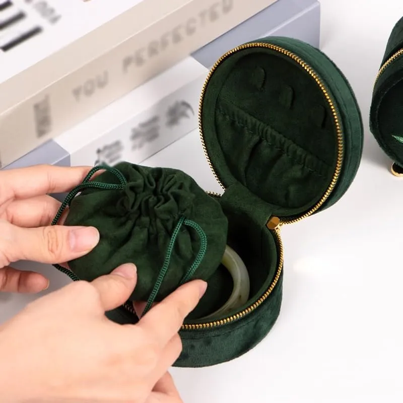 Embroidery Flannelette Portable Bracelet Box Watch Box Vintage Jewelry Box (D As shown)