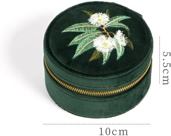 Embroidery Flannelette Portable Bracelet Box Watch Box Vintage Jewelry Box (D As shown)