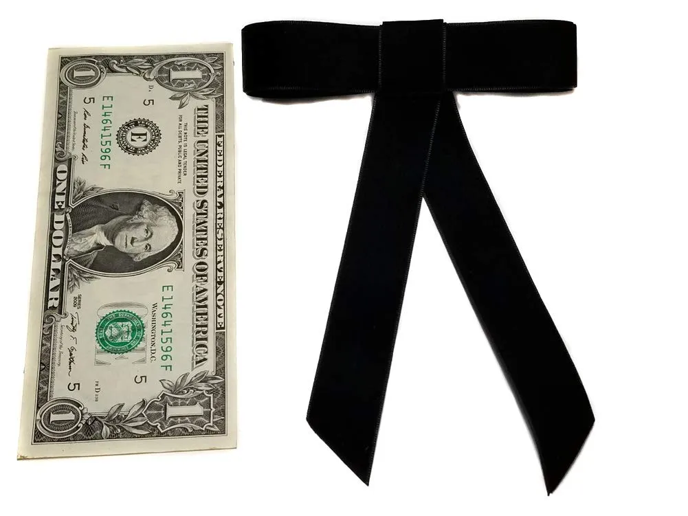 EmilyRose Couture Large Velvet Hair Bow Collection (Barrette, Black)
