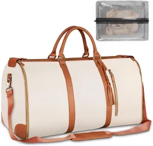 Emmafy Travel Carry-On & Garment Bag, Foldable Clothing Duffle (White)