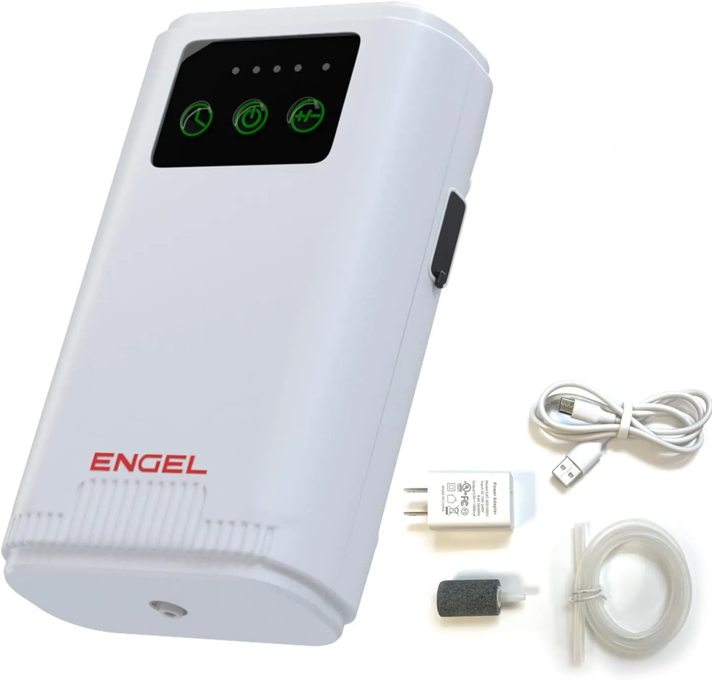 ENGEL Ultra Quiet Lithium-Ion USB Rechargeable Live Bait Aerator Pump & Bubbler with Universal Clip fits Most Bait Buckets (White)