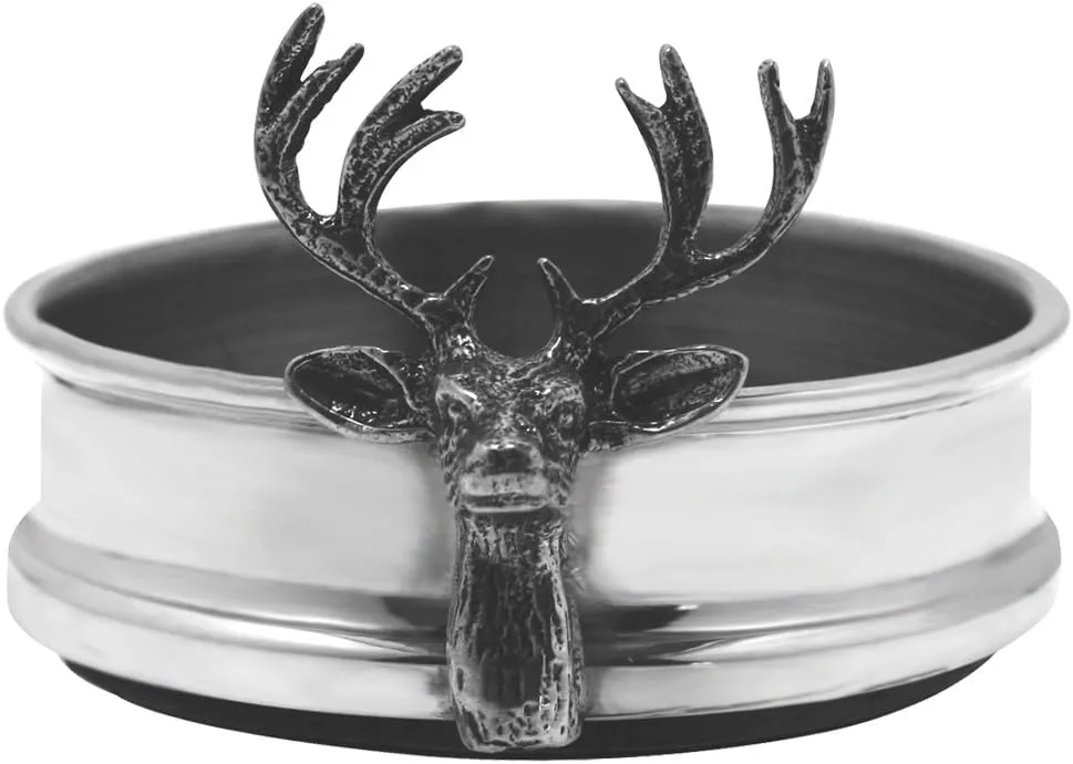 English Pewter Company Deer Stag Head Antler Wine Bottle Coaster [STAG005]
