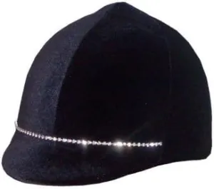 Equestrian Riding Helmet Cover - Rhinestone Black Velvet