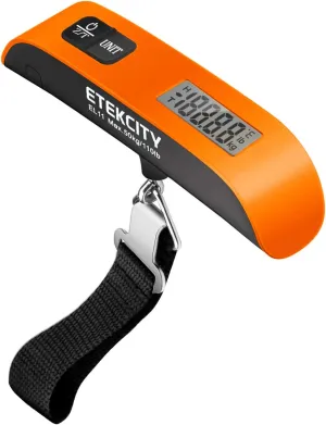 Etekcity Luggage Scale for Travel Essentials, Digital Suitcase Weight Scale with Hook, Travel Accessories for Portable Hanging Baggage, 110 Pounds, Battery Included