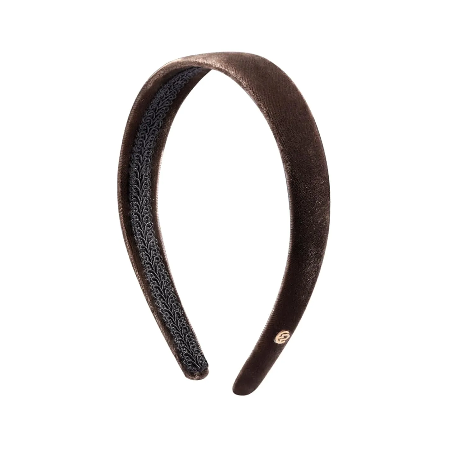 EVITA PERONI Thin Brown Velvet Headbands for Women Fashion Headband No Slip Soft Hairband Comfortable HairBands for Women Girls Winter Hair Accessories