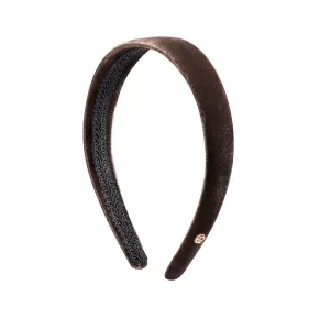 EVITA PERONI Thin Brown Velvet Headbands for Women Fashion Headband No Slip Soft Hairband Comfortable HairBands for Women Girls Winter Hair Accessories