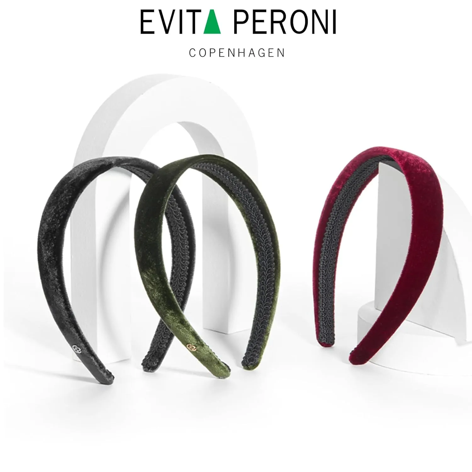 EVITA PERONI Thin Brown Velvet Headbands for Women Fashion Headband No Slip Soft Hairband Comfortable HairBands for Women Girls Winter Hair Accessories