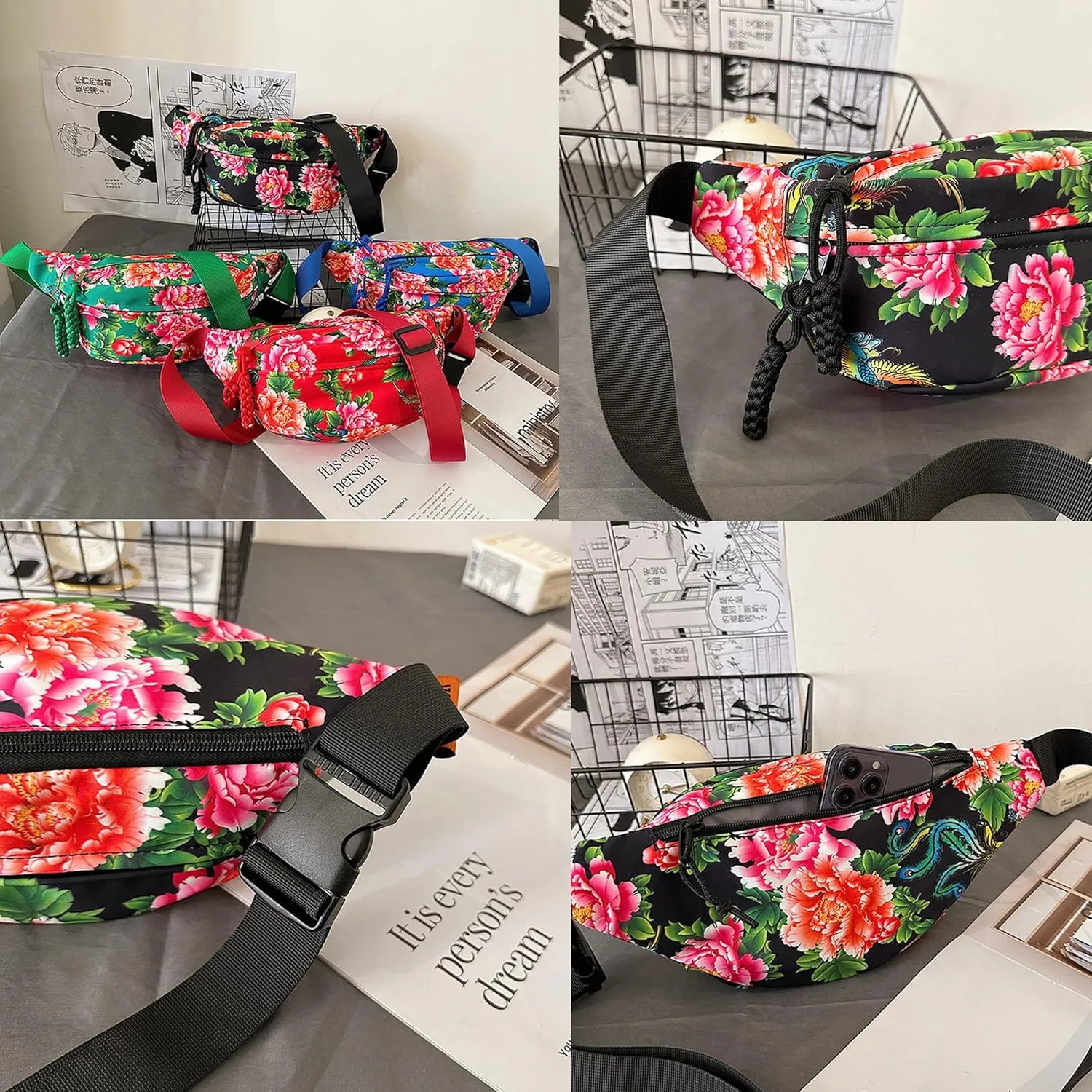 eYLun Women Fanny Pack Crossbody Bag Adjustable Casual Waist Bag FashionChest Bag Waist Pack for Travel Walking Running Hiking Black