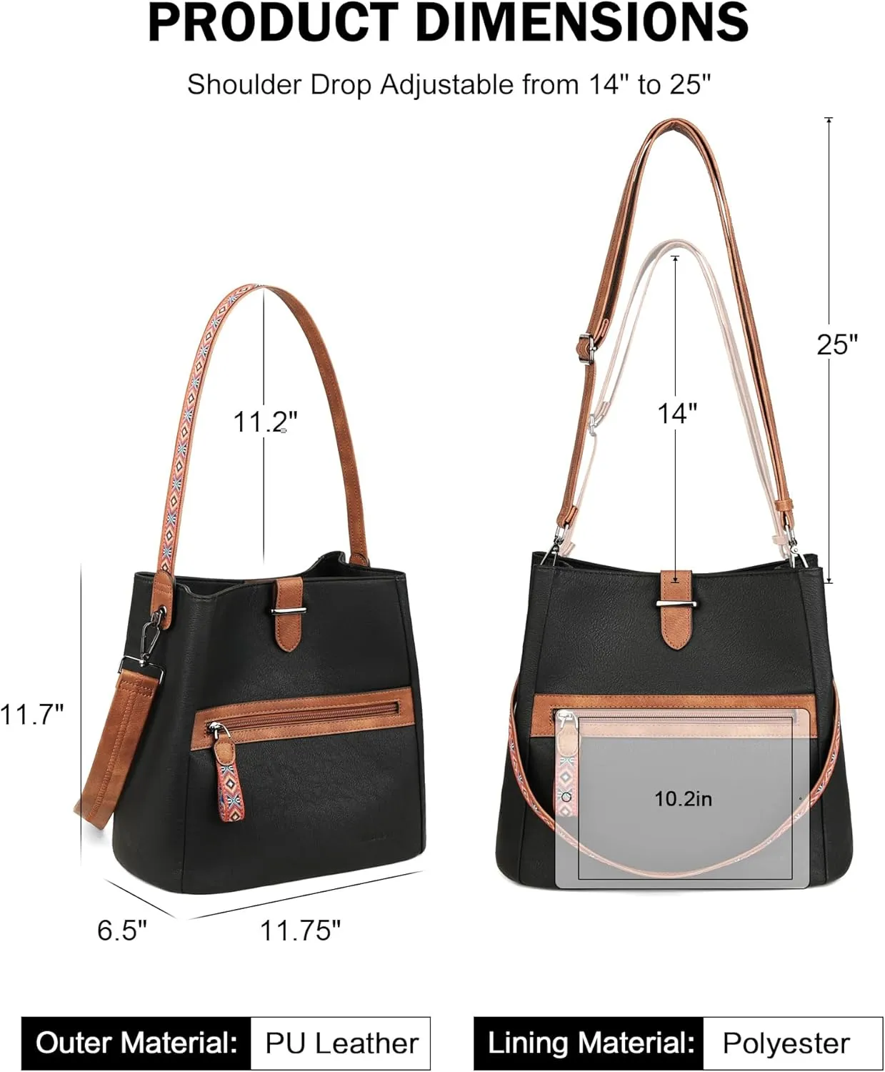 FADEON Bucket Bag for Women Purses and Handbags Designer Hobo Bags for Women Crossbody PU Leather Shoulder Bag Trendy