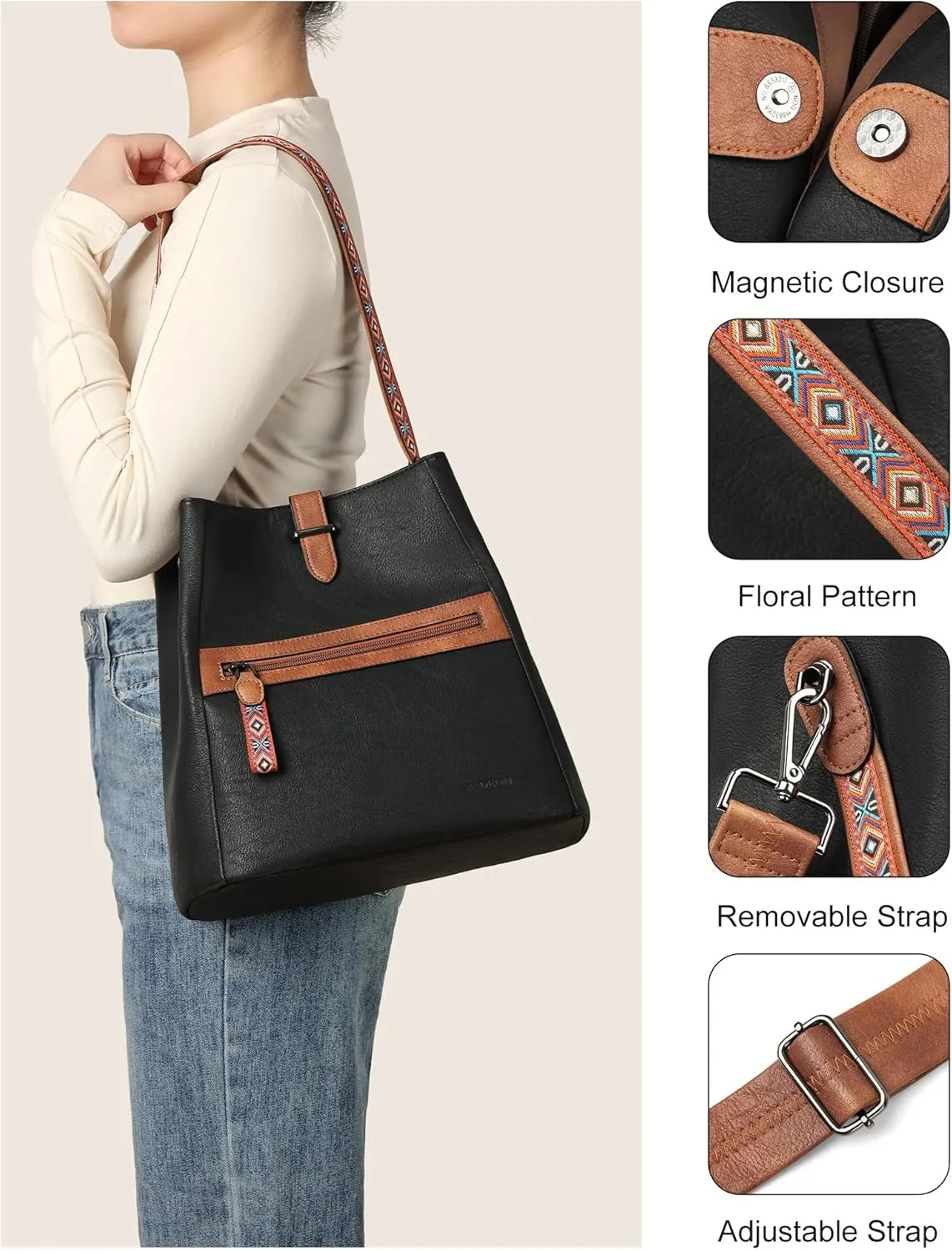 FADEON Bucket Bag for Women Purses and Handbags Designer Hobo Bags for Women Crossbody PU Leather Shoulder Bag Trendy