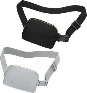 Fanny Pack Crossbody Bag for Women and Men, Belt Bag for Hiking Bum Bag with Adjustable Strap, Waist pack for Running Workout Sports Travel Black Light Grey