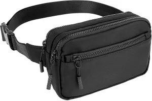 Fanny Pack for Men Fashion Belt Bag for Women with 4 Zipper Pockets Everywhere Belt Bag Crossbody Waterproof Fanny pack for Walking Running Traveling,Black