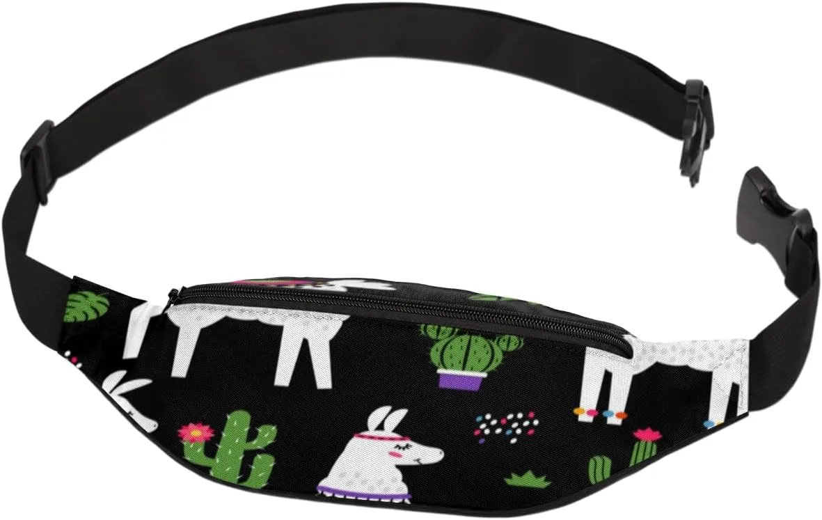 Fanny Pack for Women Men Cartoon Sheep Cactu Waist Pack Crossbody Bag with Adjustable Straps for Hiking Running Walking Travel Cycling
