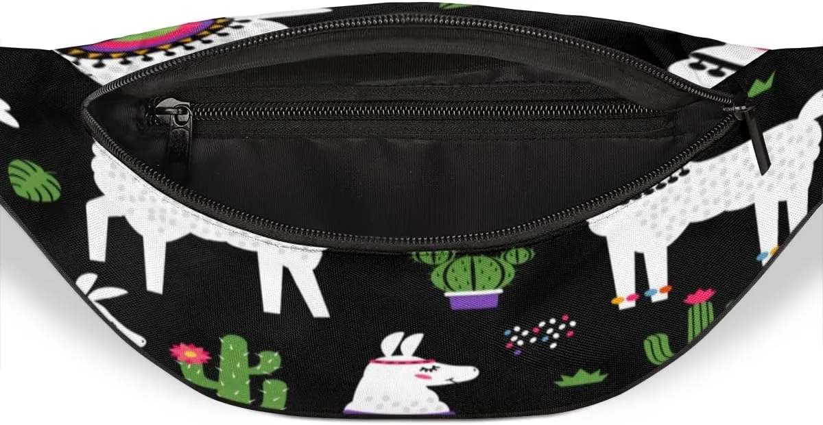 Fanny Pack for Women Men Cartoon Sheep Cactu Waist Pack Crossbody Bag with Adjustable Straps for Hiking Running Walking Travel Cycling