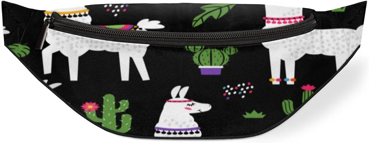 Fanny Pack for Women Men Cartoon Sheep Cactu Waist Pack Crossbody Bag with Adjustable Straps for Hiking Running Walking Travel Cycling