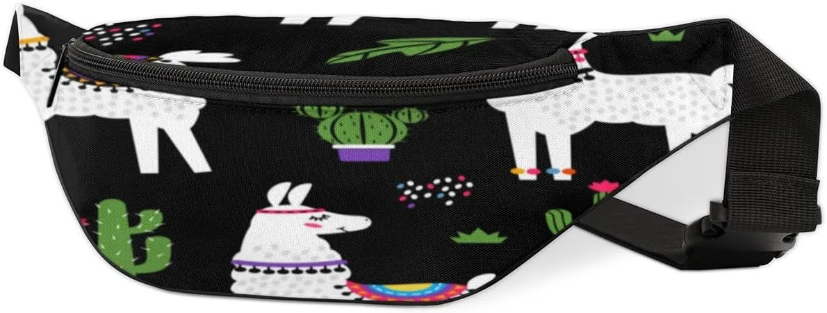 Fanny Pack for Women Men Cartoon Sheep Cactu Waist Pack Crossbody Bag with Adjustable Straps for Hiking Running Walking Travel Cycling