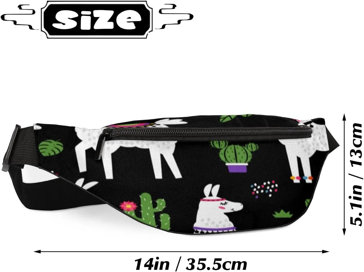 Fanny Pack for Women Men Cartoon Sheep Cactu Waist Pack Crossbody Bag with Adjustable Straps for Hiking Running Walking Travel Cycling