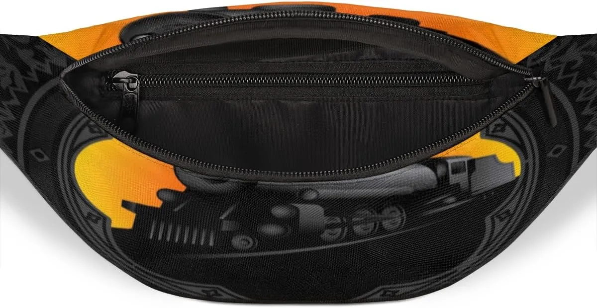 Fanny Pack for Women Men Cartoon Train Waist Pack Crossbody Bag with Adjustable Straps for Hiking Running Walking Travel Cycling