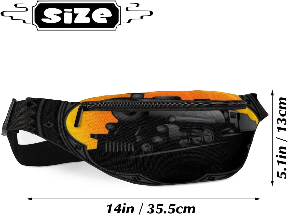 Fanny Pack for Women Men Cartoon Train Waist Pack Crossbody Bag with Adjustable Straps for Hiking Running Walking Travel Cycling