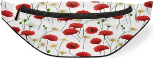Fanny Pack for Women Men Poppy Daisy Flowers Waist Pack Crossbody Bag with Adjustable Straps for Hiking Running Walking Travel Cycling