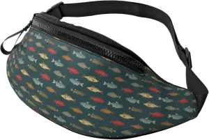 Fanny Pack for Women Men, Stylish Crossbody Bag with Adjustable Shoulder Strap - River Freshwater Fish Belt Bag Waist Bag for Outdoors Travel Sports Running