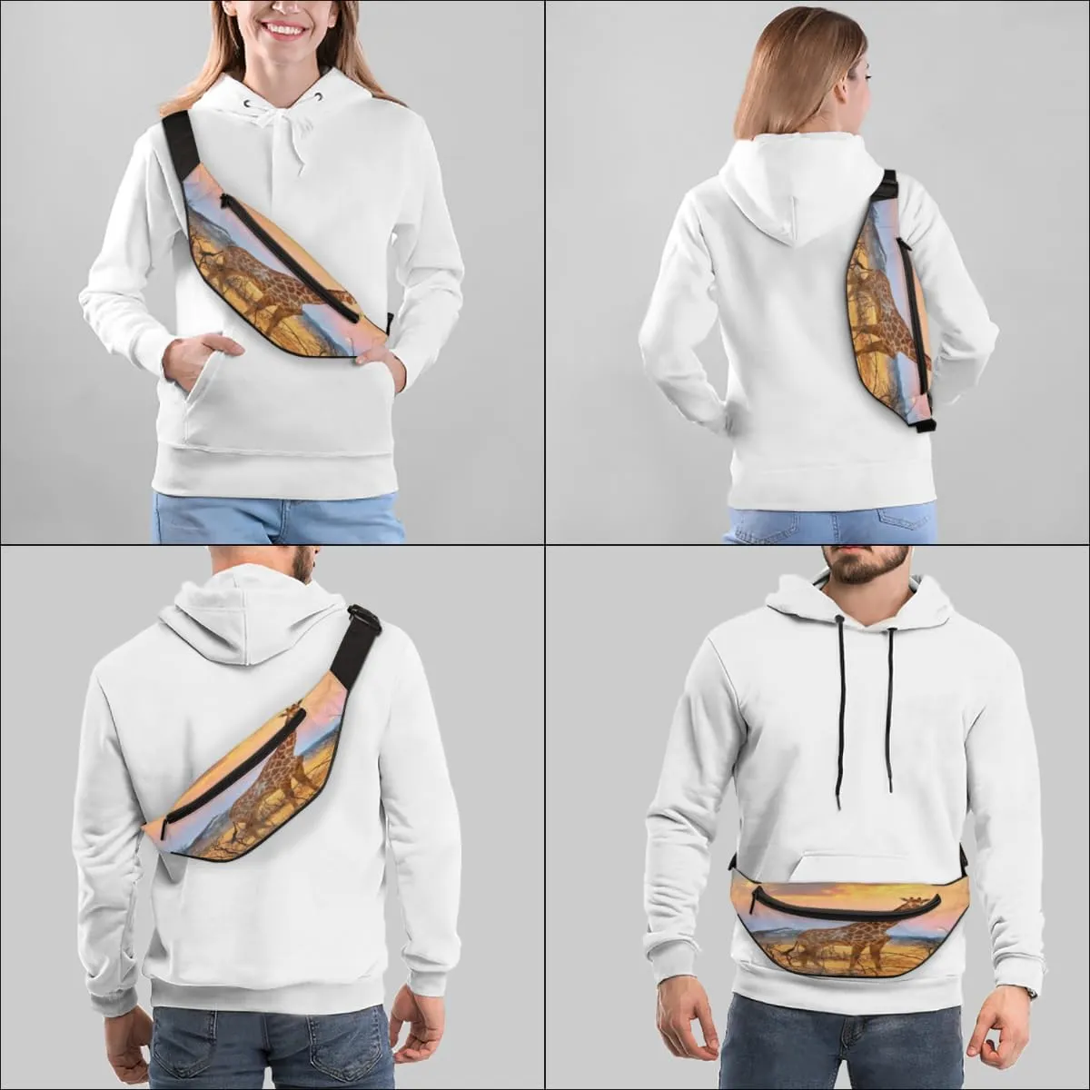 Fanny Pack for Women Men Waist Pack Animal Giraffe Crossbody Bag with Adjustable Straps for Hiking Running Walking Travel Cycling
