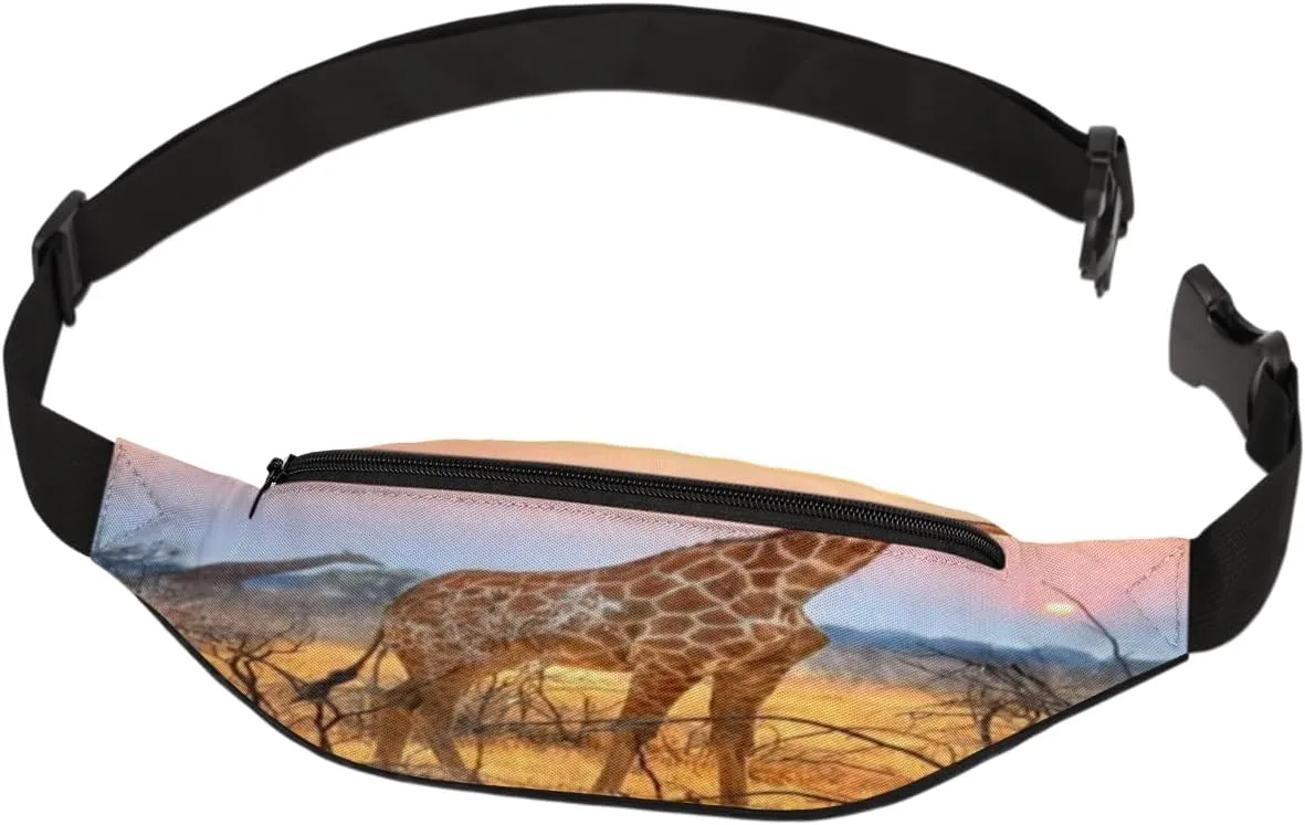 Fanny Pack for Women Men Waist Pack Animal Giraffe Crossbody Bag with Adjustable Straps for Hiking Running Walking Travel Cycling