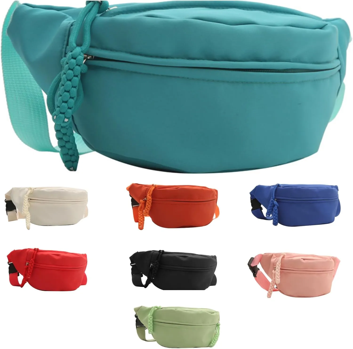 Fanny Packs for Women Men, Fashionable Waist Bags Waterproof Small Crossbody Belt Bag Bum Bag with Adjustable Strap for Outdoor Running, Hiking, Walking and Travel Black (Lake Blue)