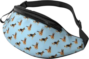 Fanny Packs for Women Men, German Shepherd Dog Blue Waist Bag Crossbody Bags for Women Men, Cross Body Bag