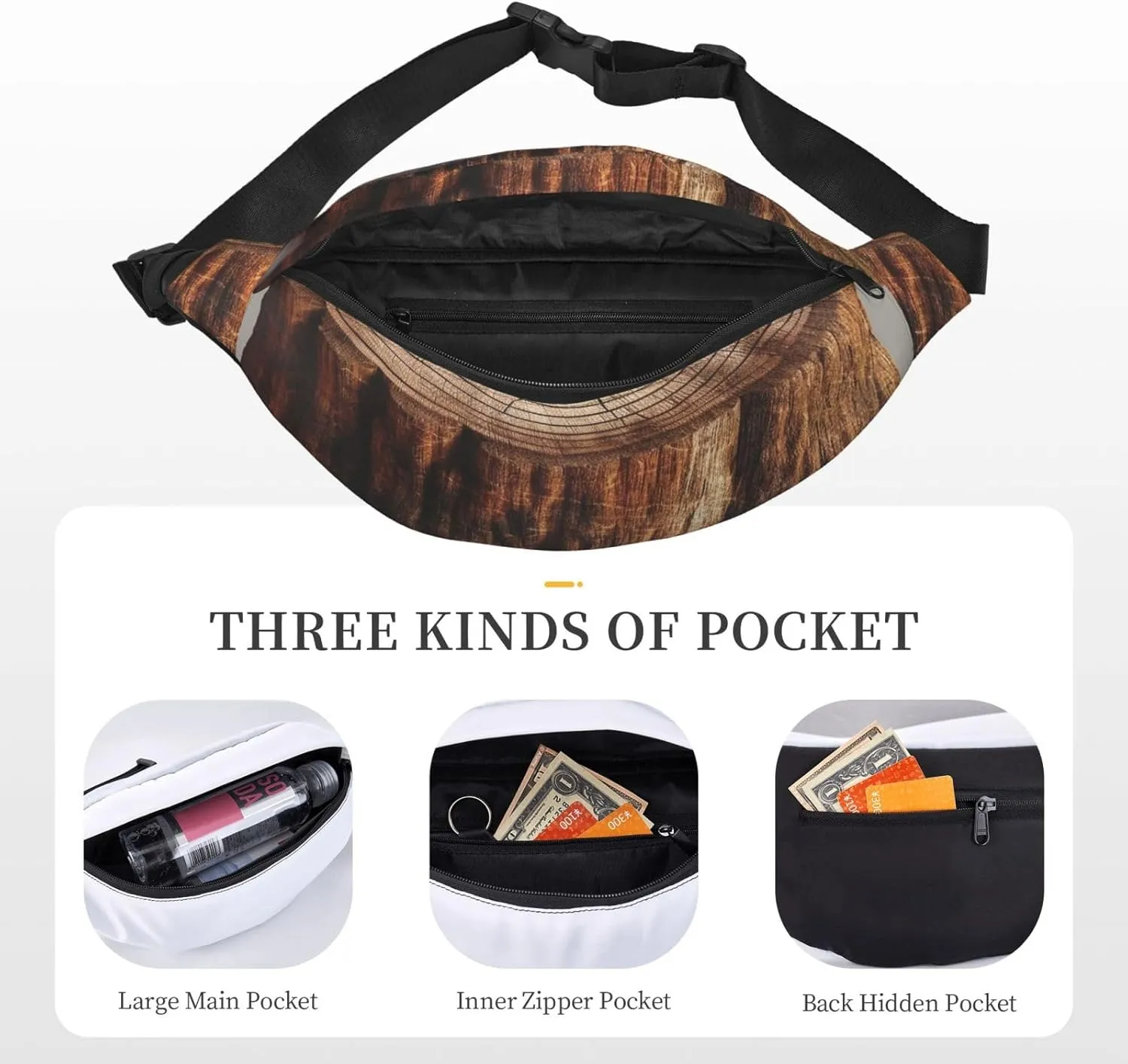 Fanny Packs For Women Men Waist Bag Waterproof Sport Belt Bag Stump Of Oak Tree Fashion Waist Pack Adjustable Crossbody Bags Zipper Bum Bag For Running Hiking Travel