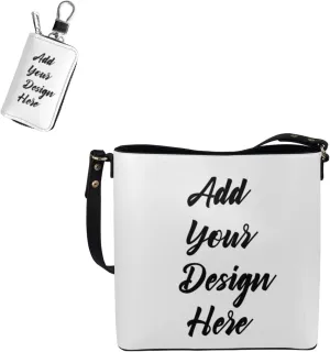 Fashion Ladies Crossbody Handbag Set Shoulder Bag PU Leather Car Key Holder Bag 2 Pieces Bucket Bag for Women