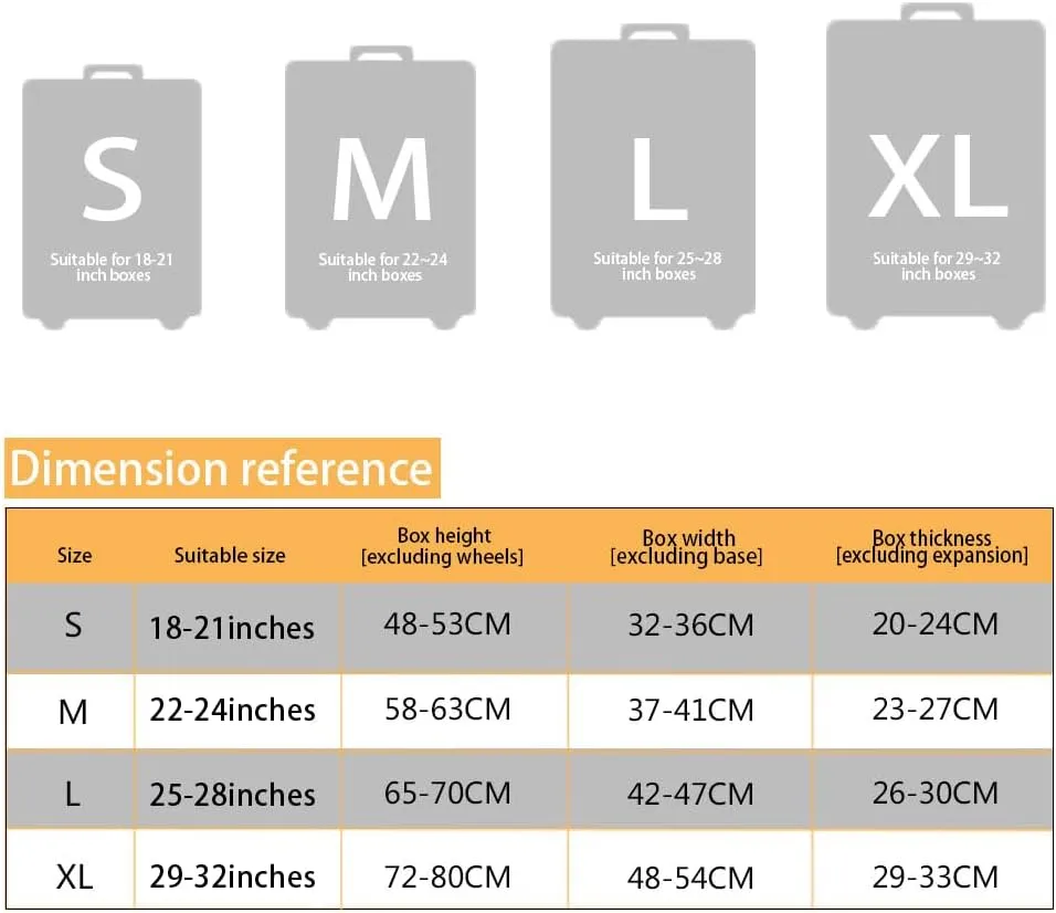 Fashion Luggage Cover, Lightweight Travel Suitcase Covers with Zippered Bottom Design Portable Protectors Easy to Carry for Long/Short-Term Travel Beach